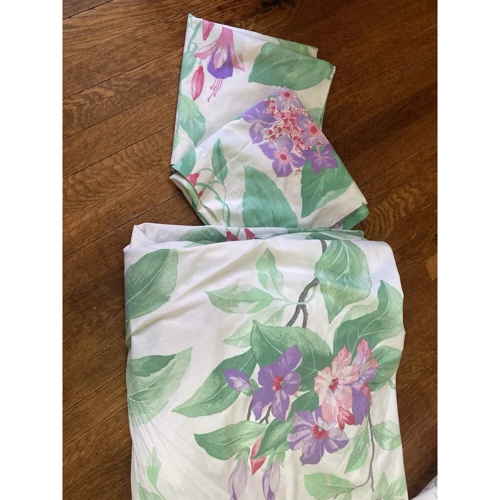 Vintage Springmaid KING Sheet Set Pastel Floral Tropical USA Pillowcase Top